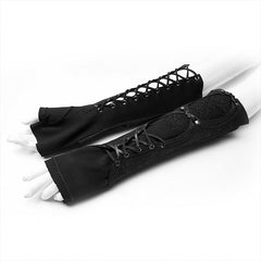WS-324SSF Steampunk fingerless vintage gloves?-??Punk Rave Clothing