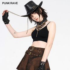WS-359MZF PU carved cowboy hat?-??Punk Rave Clothing