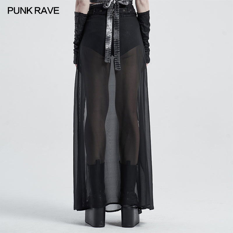 WQ-494 Punk fake two-pieces half skirt?-??Punk Rave Clothing