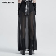 WQ-494 Punk fake two-pieces half skirt?-??Punk Rave Clothing