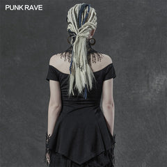 WT-648TDF Gothic spider horizontal neck T-shirt?-??Punk Rave Clothing