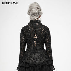 WY-1144 Dark Queen Perspective Lace Coat?-??Punk Rave Clothing