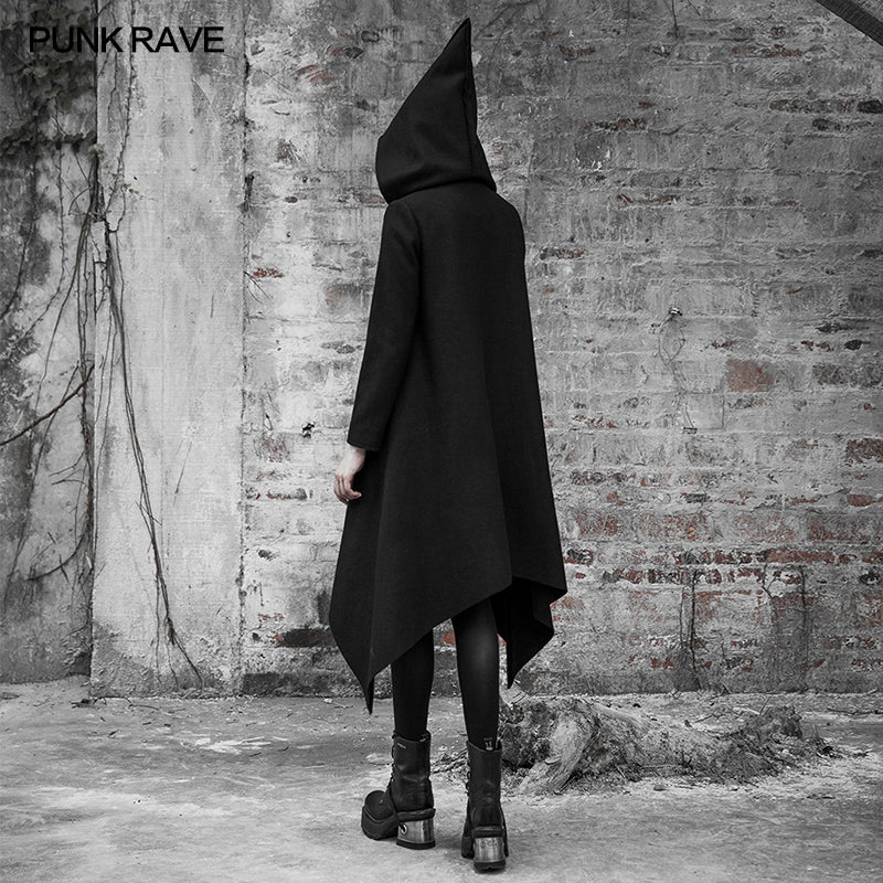 OPY-353ECF Dark Loose Irregular Woolen Coat?-??Punk Rave Clothing
