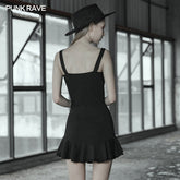 OPQ-502LQF Punk tight playful lotus dress?-??Punk Rave Clothing