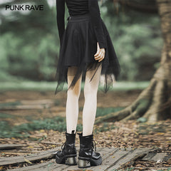 OPQ-612 Daily Dark mesh skirt?-??Punk Rave Clothing