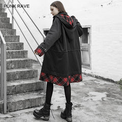 OPY-388XCF Lattice stitching Long jacket (with Waistline)?-??Punk Rave Clothing