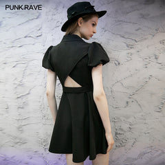 OPQ-725LQF Shirt-style pleated dress?-??Punk Rave Clothing