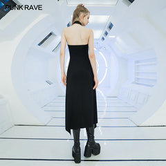 OPQ-749LQF Fit verison Open high fork sleeveless dress?-??Punk Rave Clothing