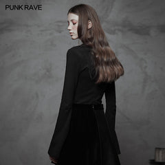 OPT-293TCF Dark High Collar Witch Trumpet Sleeve Knitted Top?-??Punk Rave Clothing