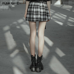 OPQ-537BQF black and white stitching pliad detachable waist-tail skirt?-??Punk Rave Clothing