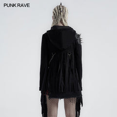 Y-667DQF Punk handsome tassel hooded jacket?-??Punk Rave Clothing