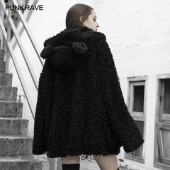 OPY-387XCF Loose-shouldered casual jacket (with hat)?-??Punk Rave Clothing