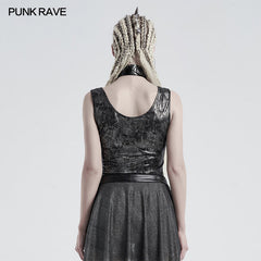 WT-651BXF Punk daily corrugation printing vest?-??Punk Rave Clothing