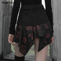 OPQ-662BQF Squares printing Print Hem Mid-waist Skirt?-??Punk Rave Clothing