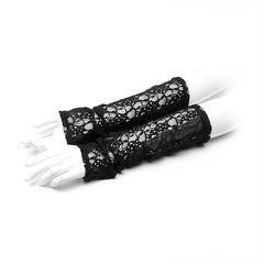 WS-413SSF Gothic daily striped lace gloves?-??Punk Rave Clothing
