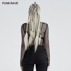 WT-627TCF Personality punk perspective mesh t-shirt?-??Punk Rave Clothing