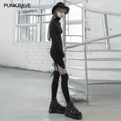 OPQ-864LQF Fitted asymmetrical wrap dress?-??Punk Rave Clothing