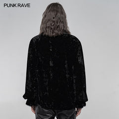 WY-1266CCM Velvet gothic shirt?-??Punk Rave Clothing
