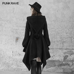 OPY-350XCF Irregular Hem Woolen Coat with Hat?-??Punk Rave Clothing