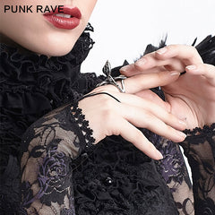 S-162 Openable Spider Titanium Crystal silver Fashion Ring Gothic Accessories?-??Punk Rave Clothing