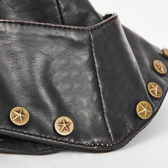 S-164 Newest Winter black Metal Studded Leather Military Hats Accessories?-??Punk Rave Clothing