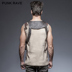 S-171 Harness Bag Faux Leather Gothic Victorian Single Pocket Vest?-??Punk Rave Clothing
