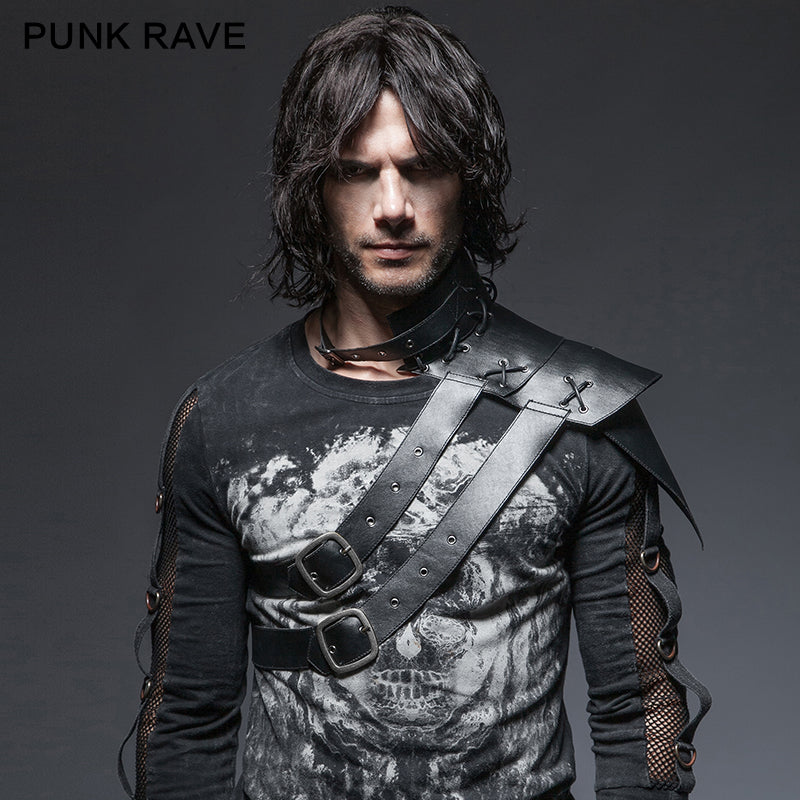 S-172 One-shoulder Standard Collar Punk Leather Wraps Korean History Fashion Accessories?-??Punk Rave Clothing