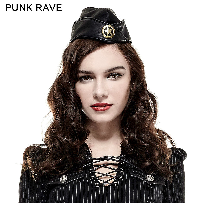 S-181 Military Soft Textile Cap Pattern Leather Lady Hat Accessories?-??Punk Rave Clothing