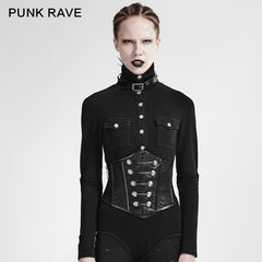 S-184 Military Buttons And Zipper Modeling Leather Girdle Accessories?-??Punk Rave Clothing