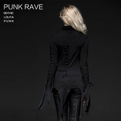 T-187 Sexy Fashion Cotton Gothic T-shirts With Hign Neck For Women?-??Punk Rave Clothing