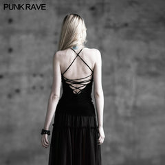 T-296 Cotton Sleeveless Sexy Open Back Elegant Fashion Punk Vest?-??Punk Rave Clothing