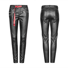OPK-249 The soft, high-elastic denim fabric in contrast with elastic brush twill fabric Pants?-??Punk Rave Clothing