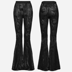 WK-445XCF black Gothic dark fringe flared trousers?-??Punk Rave Clothing