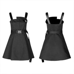 OPQ-674LQF Hardcore Girl series military asymmetrical placket slip dress?-??Punk Rave Clothing