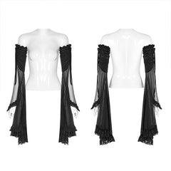 WS-349SSF Gothic Lace Shadow Flower Long Gloves?-??Punk Rave Clothing