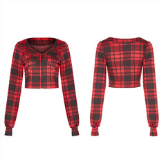 OPY-481XDF Knitted plaid short coat?-??Punk Rave Clothing