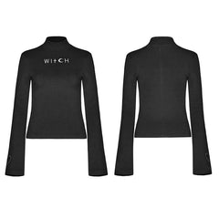 OPT-293TCF Dark High Collar Witch Trumpet Sleeve Knitted Top?-??Punk Rave Clothing