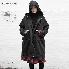 OPY-388XCF Lattice stitching Long jacket (with Waistline)?-??Punk Rave Clothing