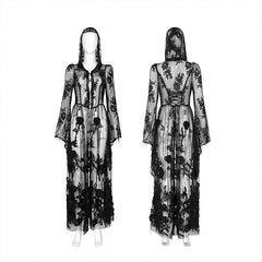 WY-1273LQF Gothic lace 3D embroidered long coat?-??Punk Rave Clothing