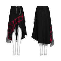OPQ-634BQF Darkness medium-length irregular skirt?-??Punk Rave Clothing