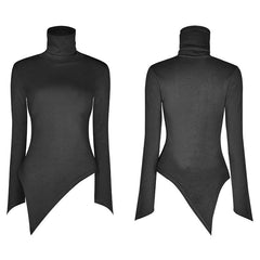 OPM-123TMF High Collar Irregular Hem Pullover Sweater?-??Punk Rave Clothing