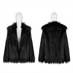 WY-1059XCF Simple punk imitation fur coat?-??Punk Rave Clothing