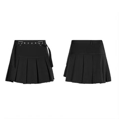 OPQ-684BQF Hardcore Girl series simplest short front and long back pleated skirt?-??Punk Rave Clothing