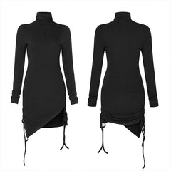 OPQ-864LQF Fitted asymmetrical wrap dress?-??Punk Rave Clothing