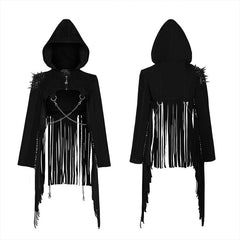 Y-667DQF Punk handsome tassel hooded jacket?-??Punk Rave Clothing