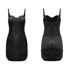 OPQ-691LQF Velvet wrap braces skirt?-??Punk Rave Clothing