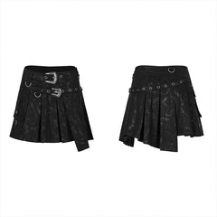 WQ-475DQF 2021 Irregular Patterns Punk Skirt With Buckle?-??Punk Rave Clothing