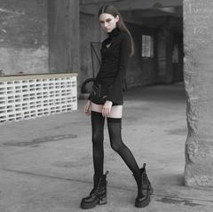 OPT-305TCF PUNK RAVE Heart hollowing out tie-up rope eyelet tight sweater (with rope)?-??Punk Rave Clothing