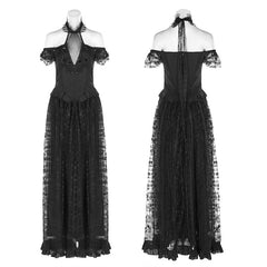 WQ-444LQF Gothic Gorgeous Off Shoulder Lace Dress?-??Punk Rave Clothing