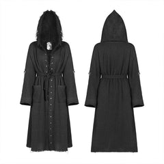 OPY-362DQF Eyelet Dark Burrs Loose Long coat (with belt)?-??Punk Rave Clothing